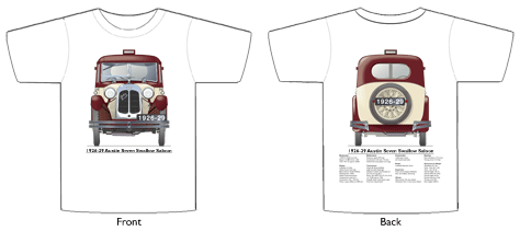 Austin Seven Swallow Saloon 1926-29 T-shirt Front & Back